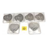 x6- .999 1 oz. silver hearts -x6 silver hearts -