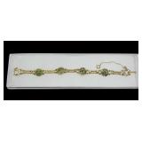 Solid copper and jade 7.5" double strand bracelet