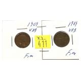 x2- 1909-VDB Lincoln cents -x2 cents - Sold