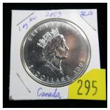 2003 Canadian $5 1oz. .9999 Fine silver Proof