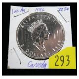 1996 Canadian $5, 1oz. .9999 fine silver proof