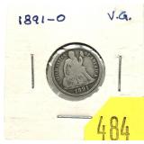 1891-O Seated Liberty dime