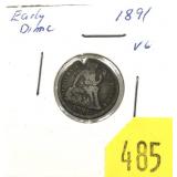 1891 Seated Liberty dime