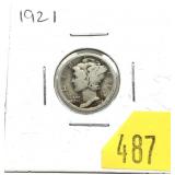 1921 Mercury dime, key date