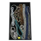 Lot, fashion jewelry, beaded glass and semi-