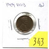 1909 VDB Lincoln cent, AU