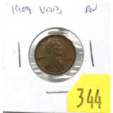 1909 VDB Lincoln cent, AU