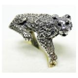 Sterling silver leopard figural ring, size 8