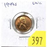 1949-S Lincoln cent, Unc.