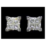 10K White gold princess cut four-stone diamond