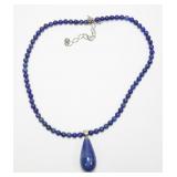 18" lapis lazuli bead necklace with sterling