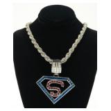 Sterling silver Superman pendant with 28" thick
