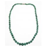 24" graduated malachite bead necklace