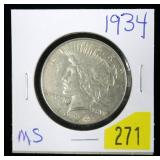 1934 Peace dollar, MS