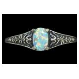 Sterling silver lab fire opal ring, new, size 9