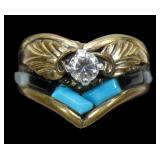 S. Ray sterling silver gold wash turquoise, coral,