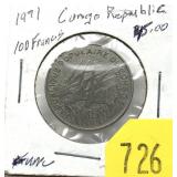 1971 Congo 100 francs