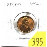 1948-D Lincoln cent, Unc.