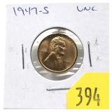 1947-S Lincoln cent, Unc.