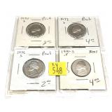 x4- Proof nickels, mixed dates -x4 nickels - Sold