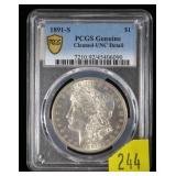 1891-S Morgan dollar, PCGS slab Unc. details