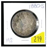 1880-S Morgan dollar, M.S.
