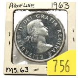 1963 Canadian silver dollar