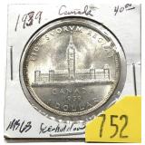 1939 Canadian silver dollar