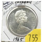 1965 Canadian silver dollar