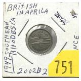 1949 Rhodesia 3 pence