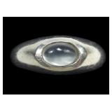Sterling bezel set moonstone ring, size 6