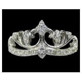 Sterling silver tiara CZ ring, size 7