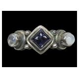 Sterling silver bezel set amethyst and moonstone