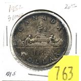 1952 Canadian silver dollar