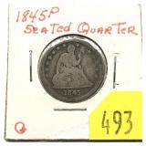 1845 Seated Liberty quarter