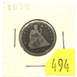 1877 Seated Liberty quarter