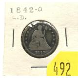 1842-O Seated Liberty quarter