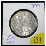 1900 Morgan dollar, gem B.U.