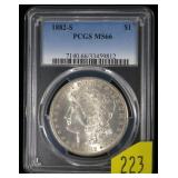 1882-S Morgan dollar, PCGS slab certified MS-66