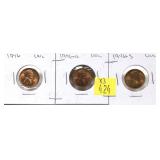 x3- 1946 P.D.S. Lincoln cents, Unc. -x3 cents