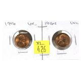 x2- Lincoln cents: 1946, 1946-S, Unc. -x2 cents-