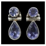 Sterling silver bezel set round and pear cut