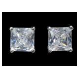 Sterling silver Asscher cut CZ stud earrings