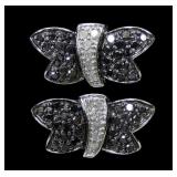 10K White gold black and white pave diamond