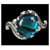 Sterling silver very pretty blue paua ring in