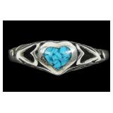 Sterling silver heart shaped mosaic turquoise