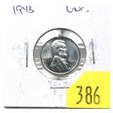 1943 Lincoln cent, Unc.