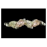 Sterling and 10K yellow and rose leaf design ring,