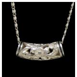 Sterling silver slide with black enamel accents on