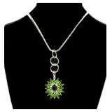 Sterling silver chrome diopside pendant with 21"